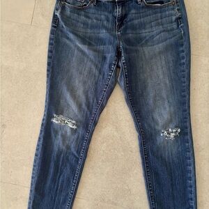 LOFT Medium Blue Distressed Skinny Jeans